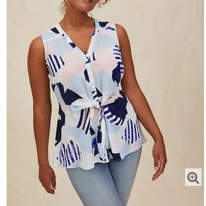 Torrid 0 Geo Georgette Peplum Blouse